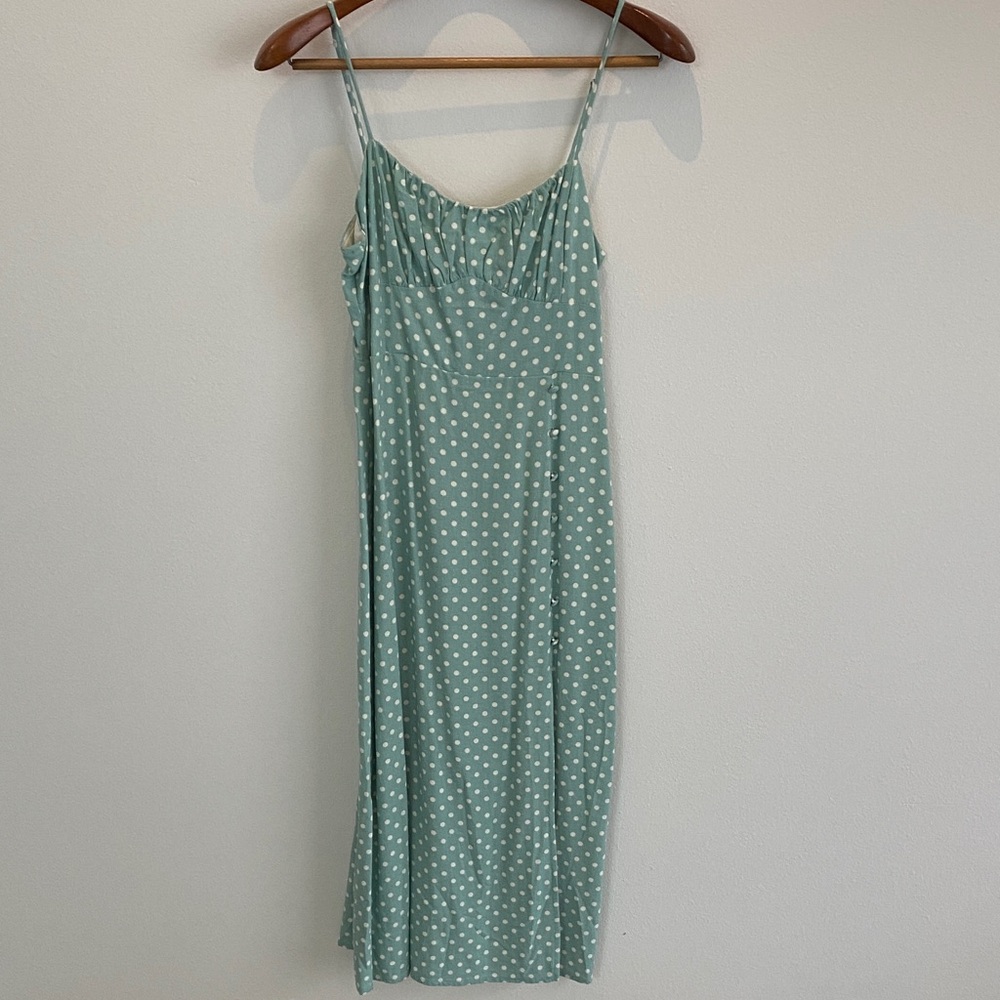 Lush Green Polka Dot Midi Dress